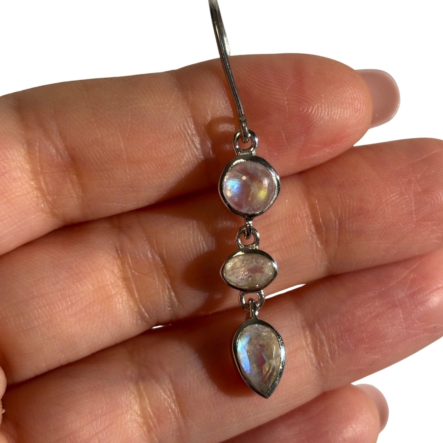 Rainbow Moonstone Sterling Silver Earrings