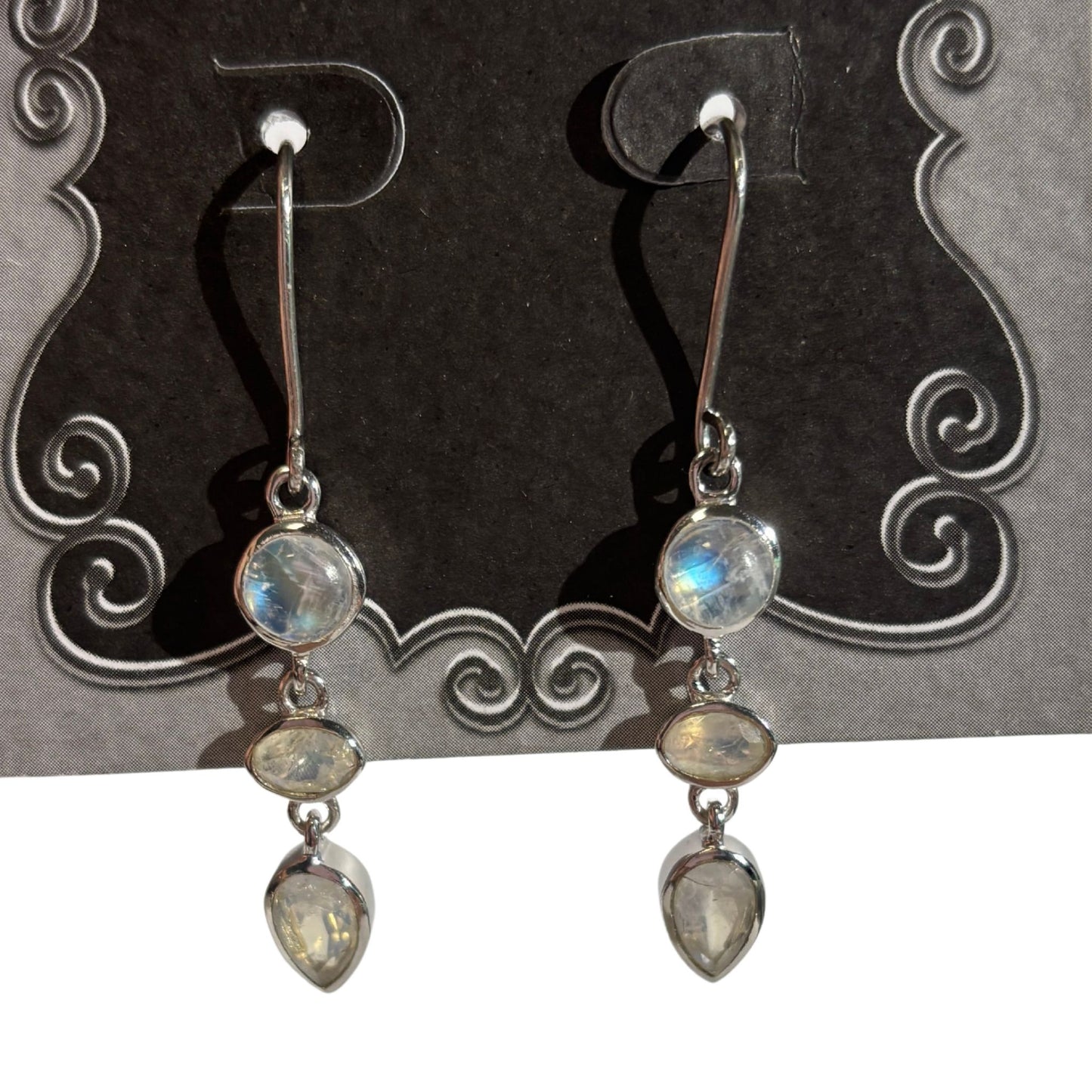 Rainbow Moonstone Sterling Silver Earrings