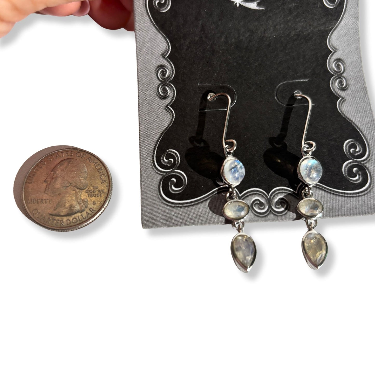 Rainbow Moonstone Sterling Silver Earrings