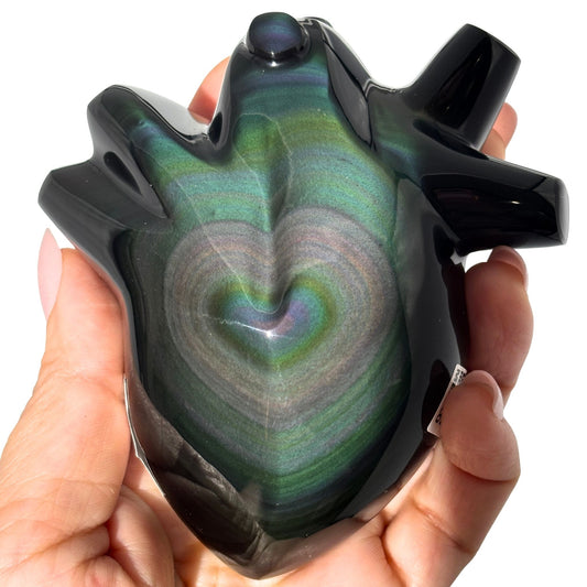 Rainbow Obsidian Anatomical Heart Polished Sculpture
