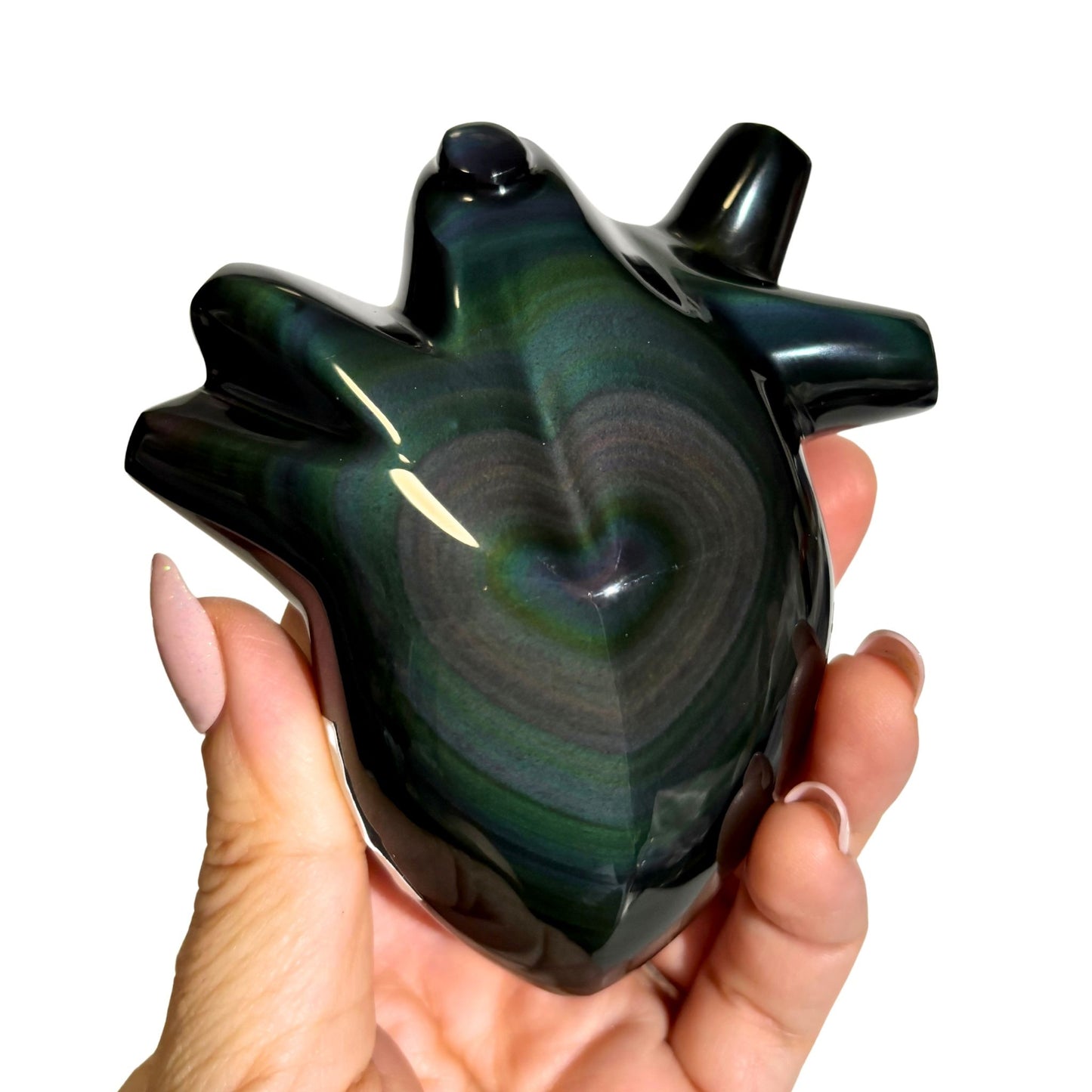 Rainbow Obsidian Anatomical Heart Polished Sculpture