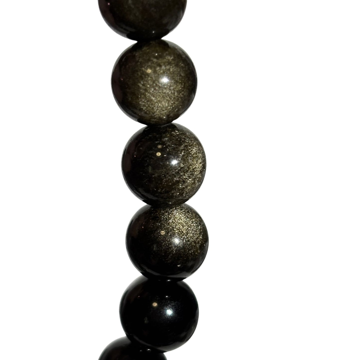 Black obsidian bead bracelet with gold shimmery sheen