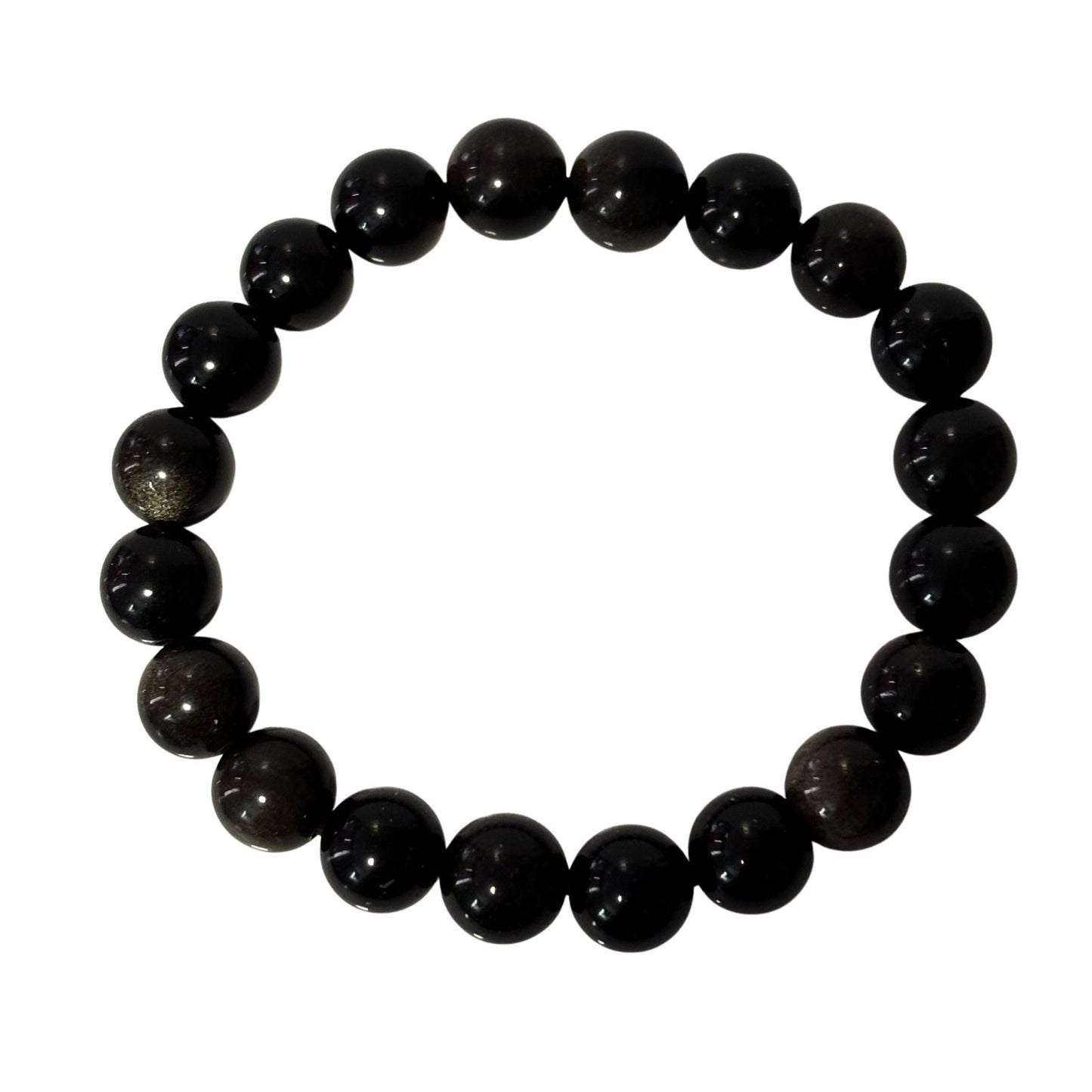 Gold Sheen Obsidian Bracelet - 10mm Stretchy Crystal Bracelet