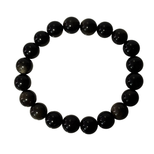 Gold Sheen Obsidian Bracelet - 10mm Stretchy Crystal Bracelet