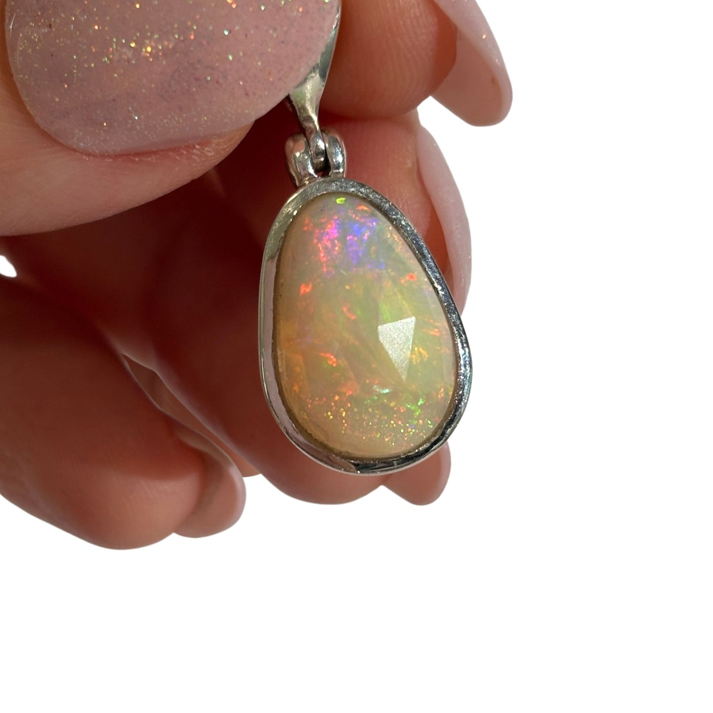 Ethiopian Opal Fiery Sterling Silver Pendant