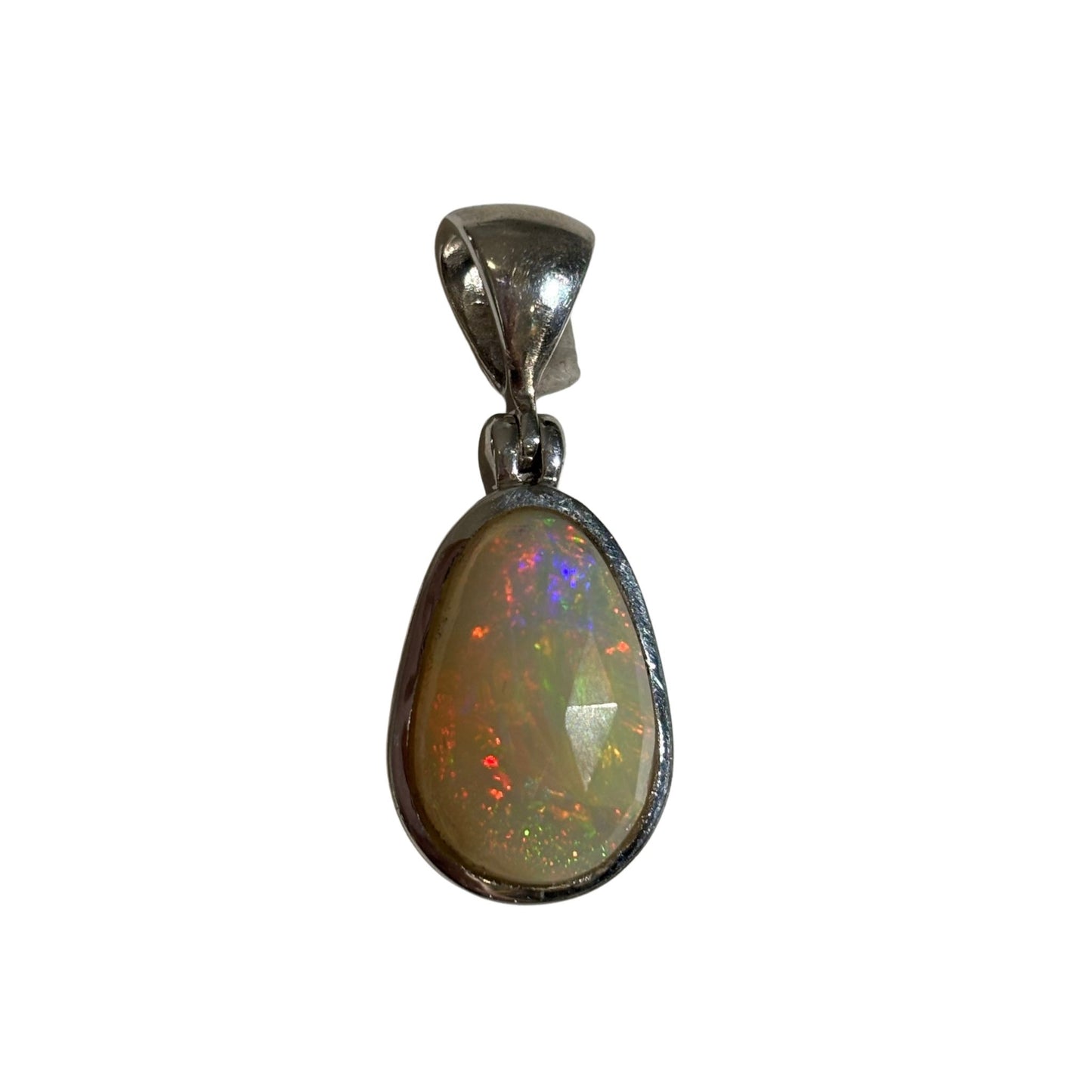Ethiopian Opal Fiery Sterling Silver Pendant