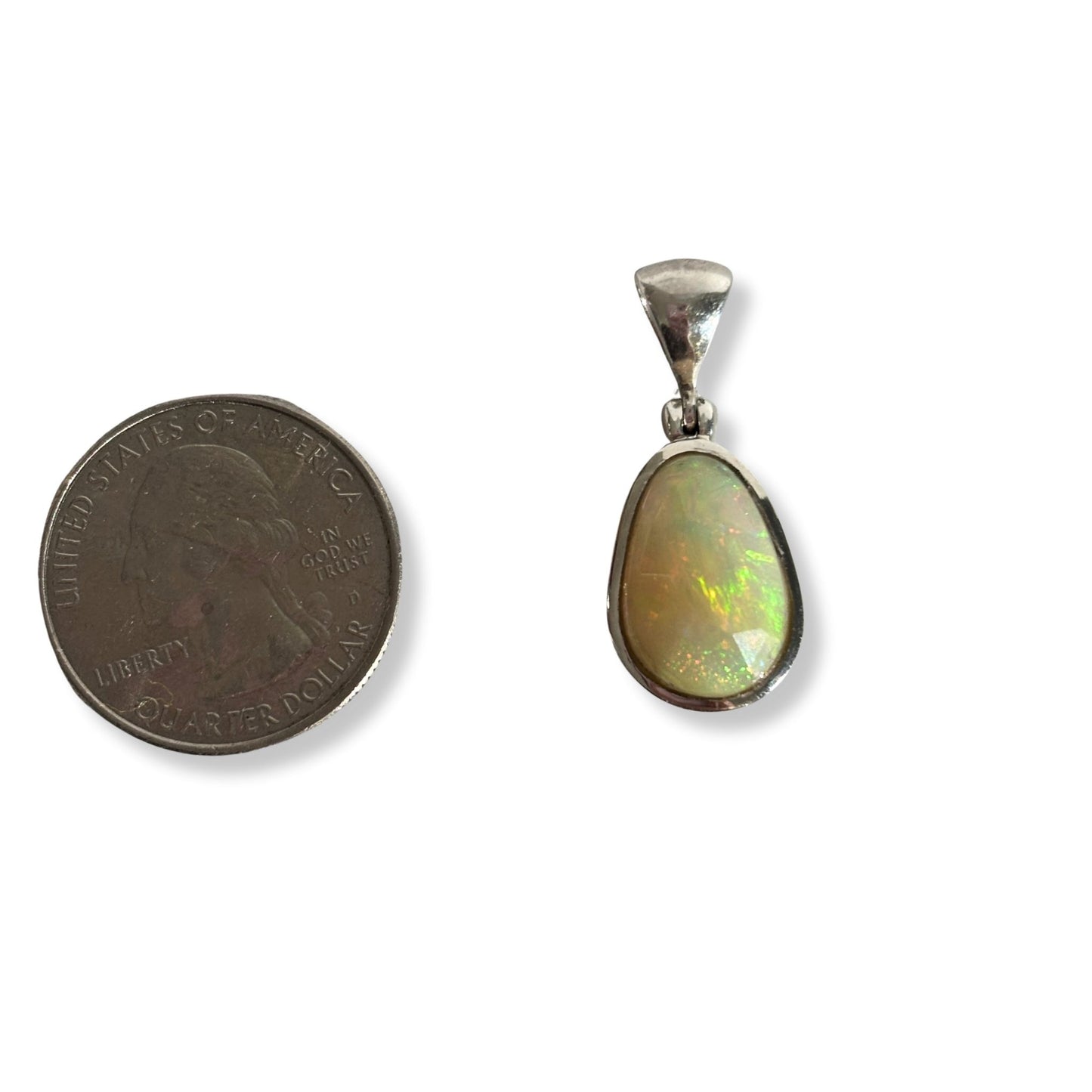 Ethiopian Opal Fiery Sterling Silver Pendant