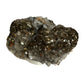 Lustrous pyrite mineral on a white background
