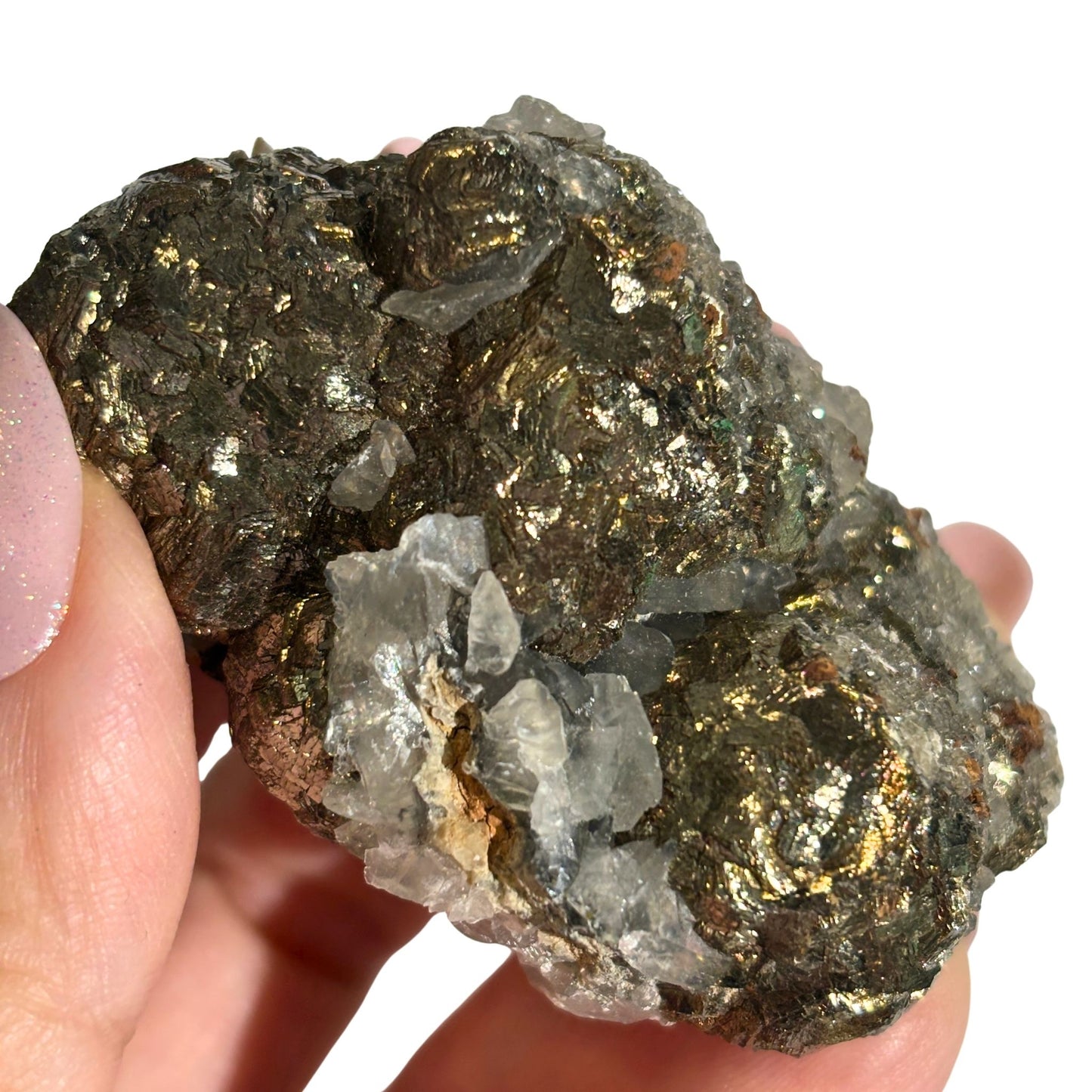 Pyrite and Calcite Crystal from Mexico - Natural Raw Mineral Specimen #1