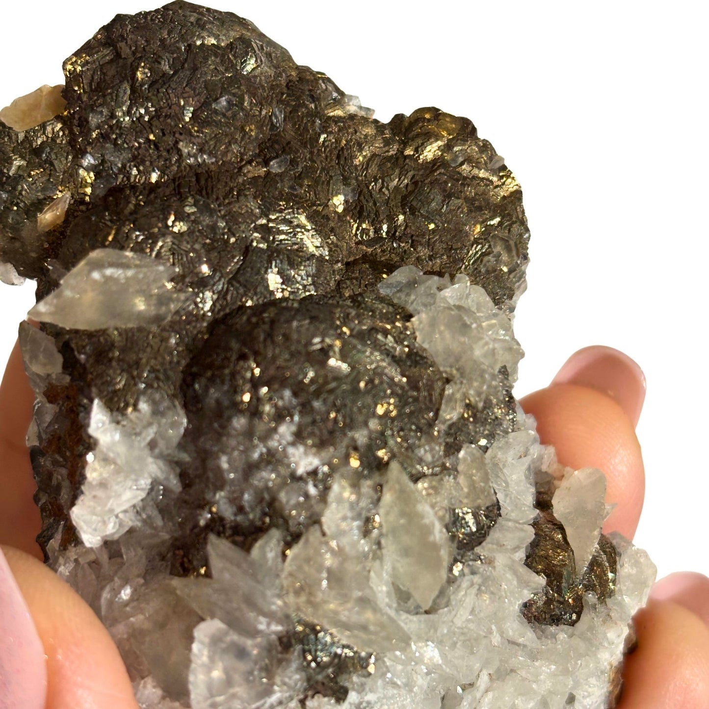 Pyrite and Calcite Crystal from Mexico - Natural Raw Mineral Specimen #2