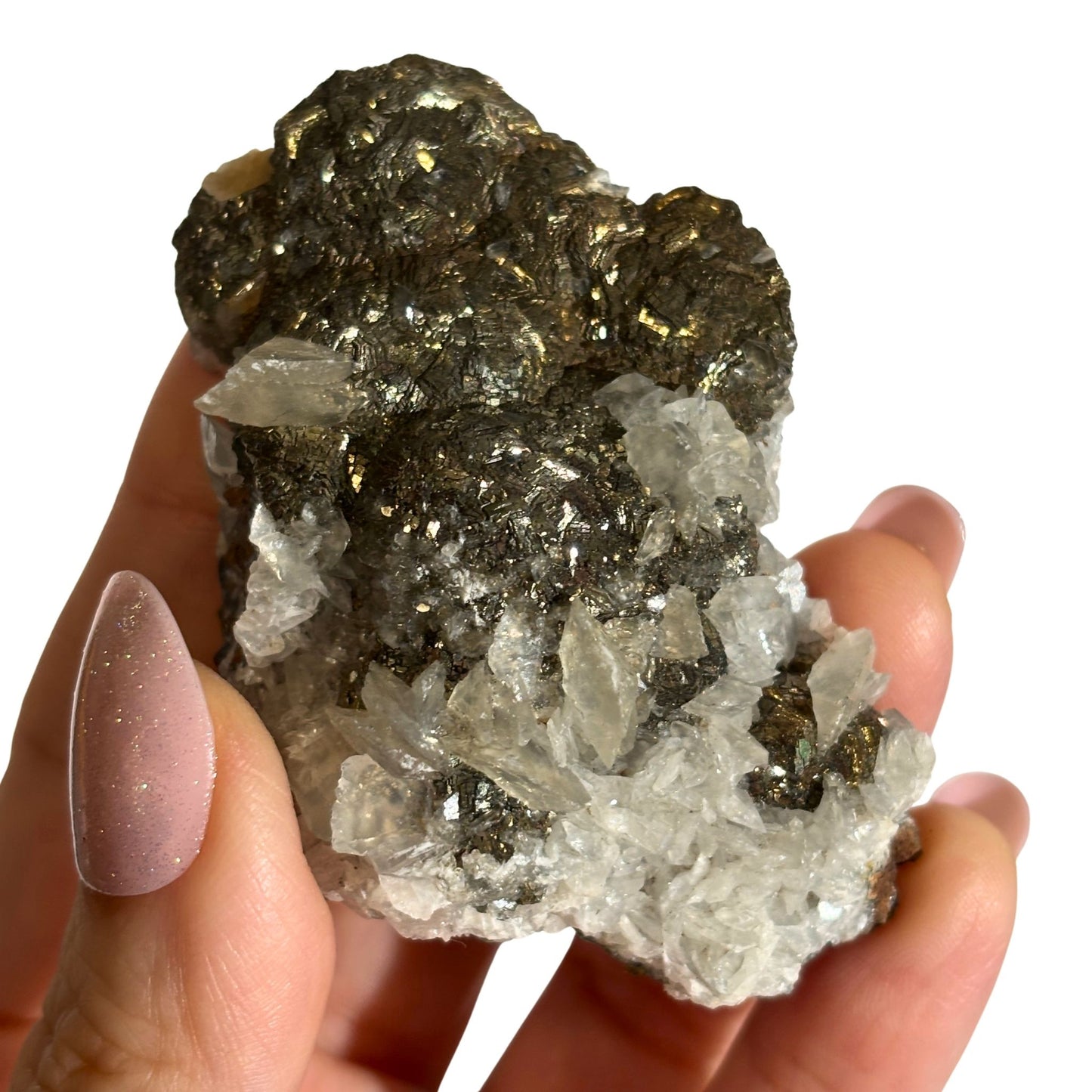 Pyrite and Calcite Crystal from Mexico - Natural Raw Mineral Specimen #2