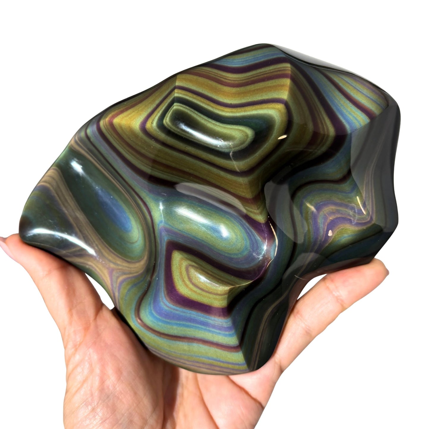 Rainbow Obsidian Freeform Display Piece - Large Polished Sculpture