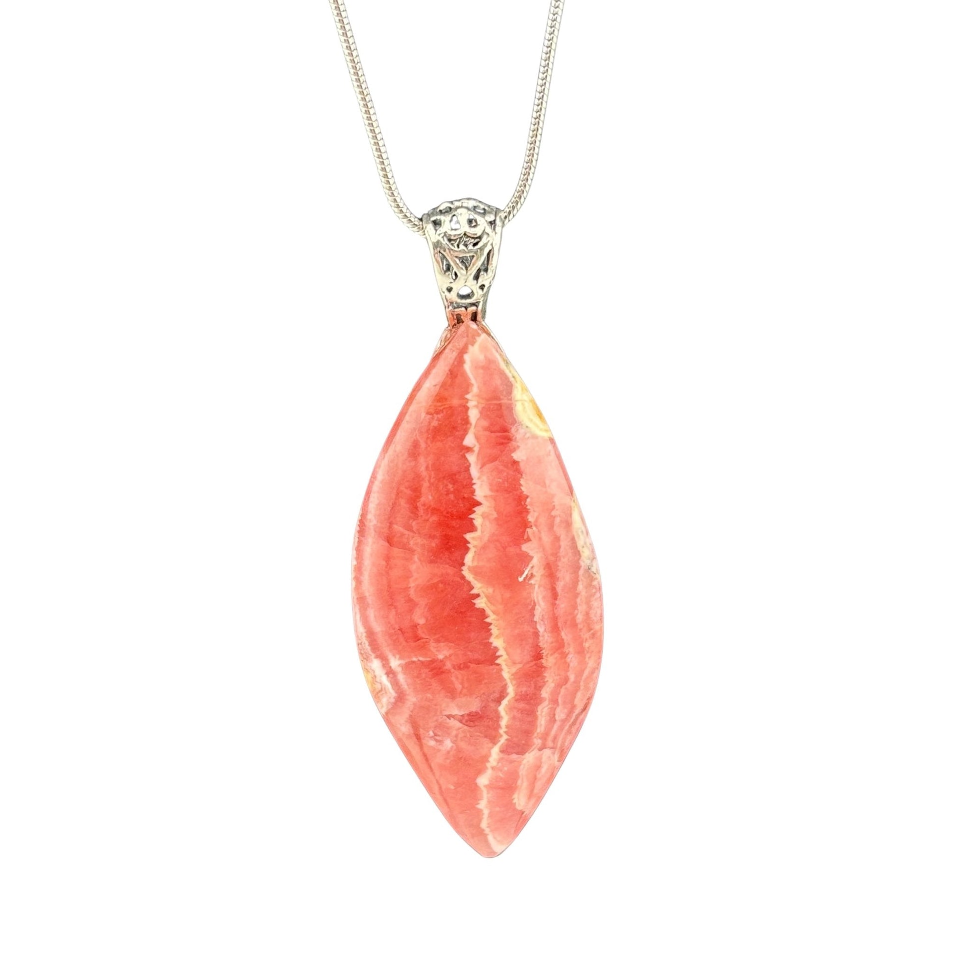 pink rhodochrosite silver pendant 