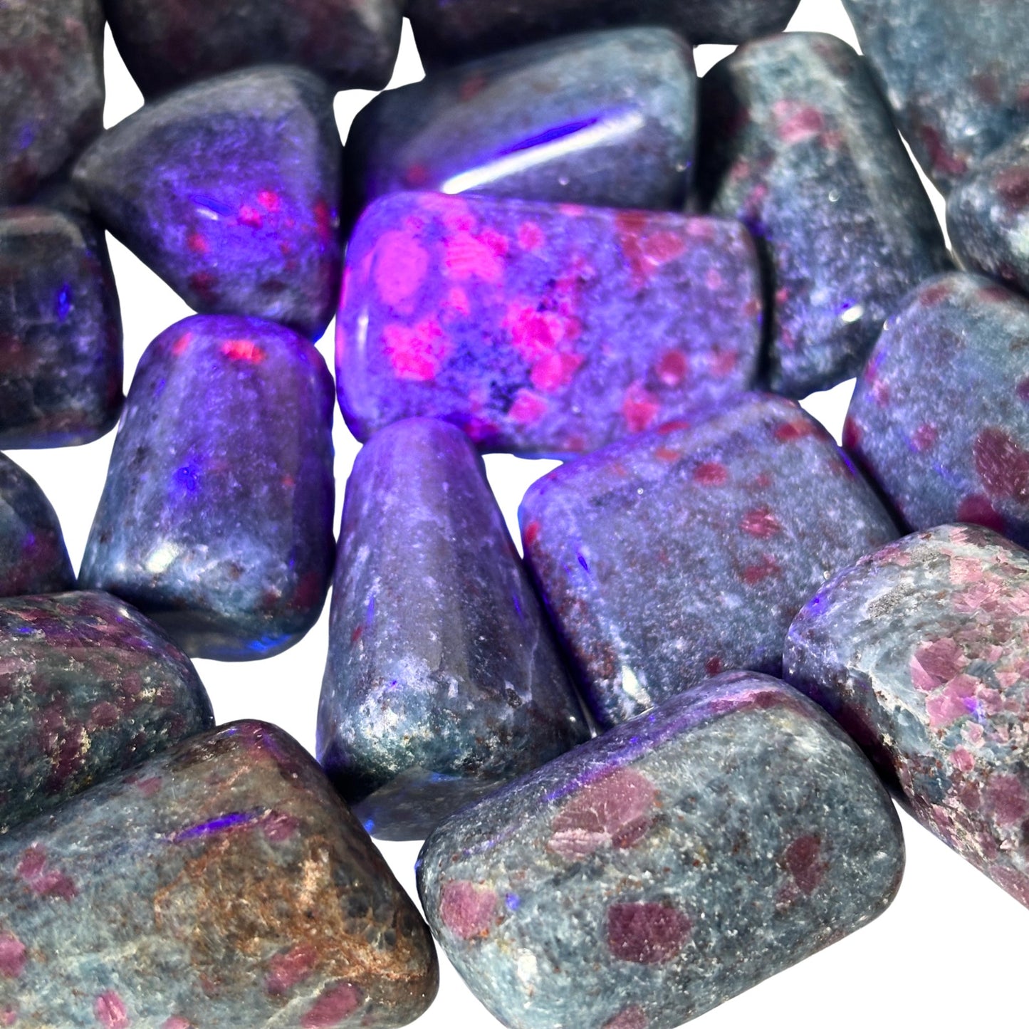 Ruby Kyanite UV Reactive Pocket Stone in Multiple Sizes