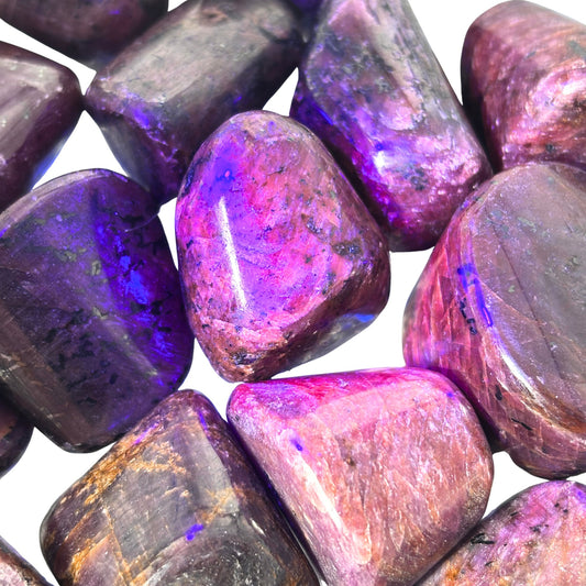 Ruby UV Reactive Tumbled Pocket Stones in Multiple Sizes