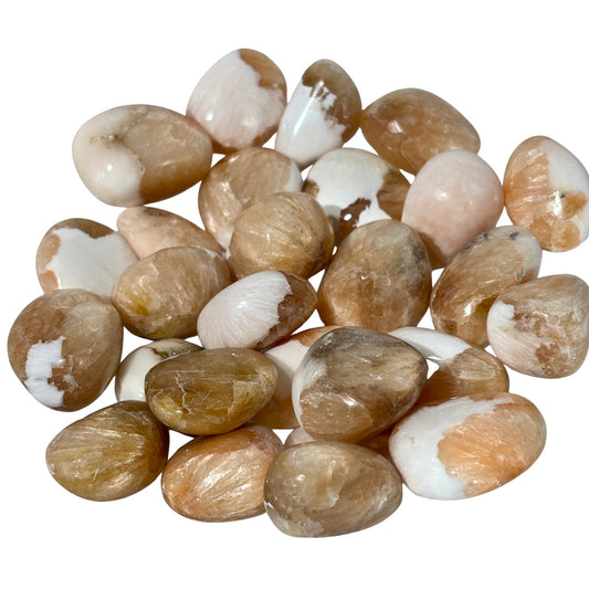 Stilbite Scolecite Peaches and Cream Tumbled Pocket Stones in Multiple Sizes