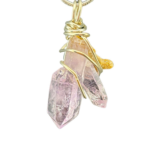 Veracruz Amethyst scepter pendant wrapped in sterling silver