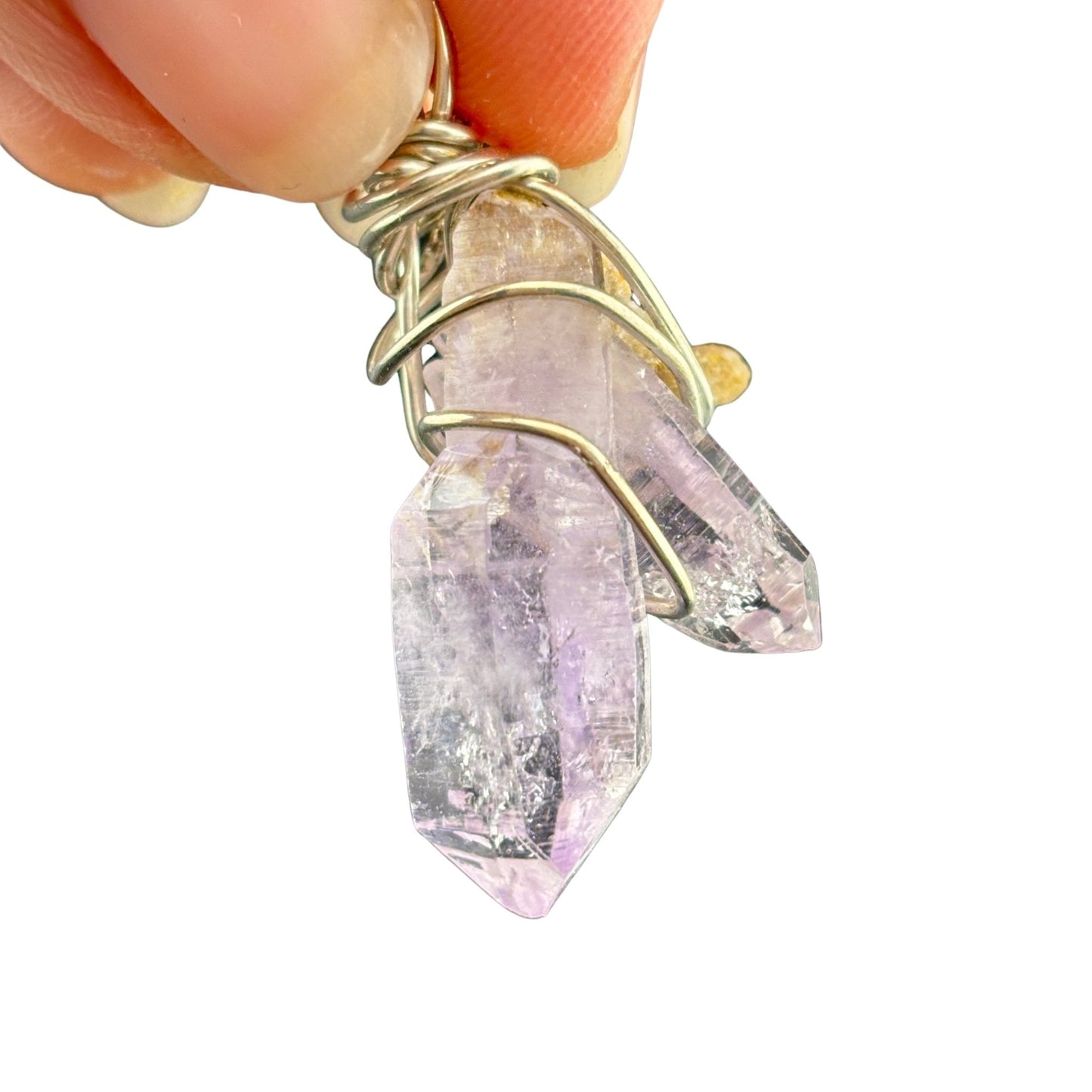 Veracruz Amethyst Scepter Silver Wrapped Pendant Necklace