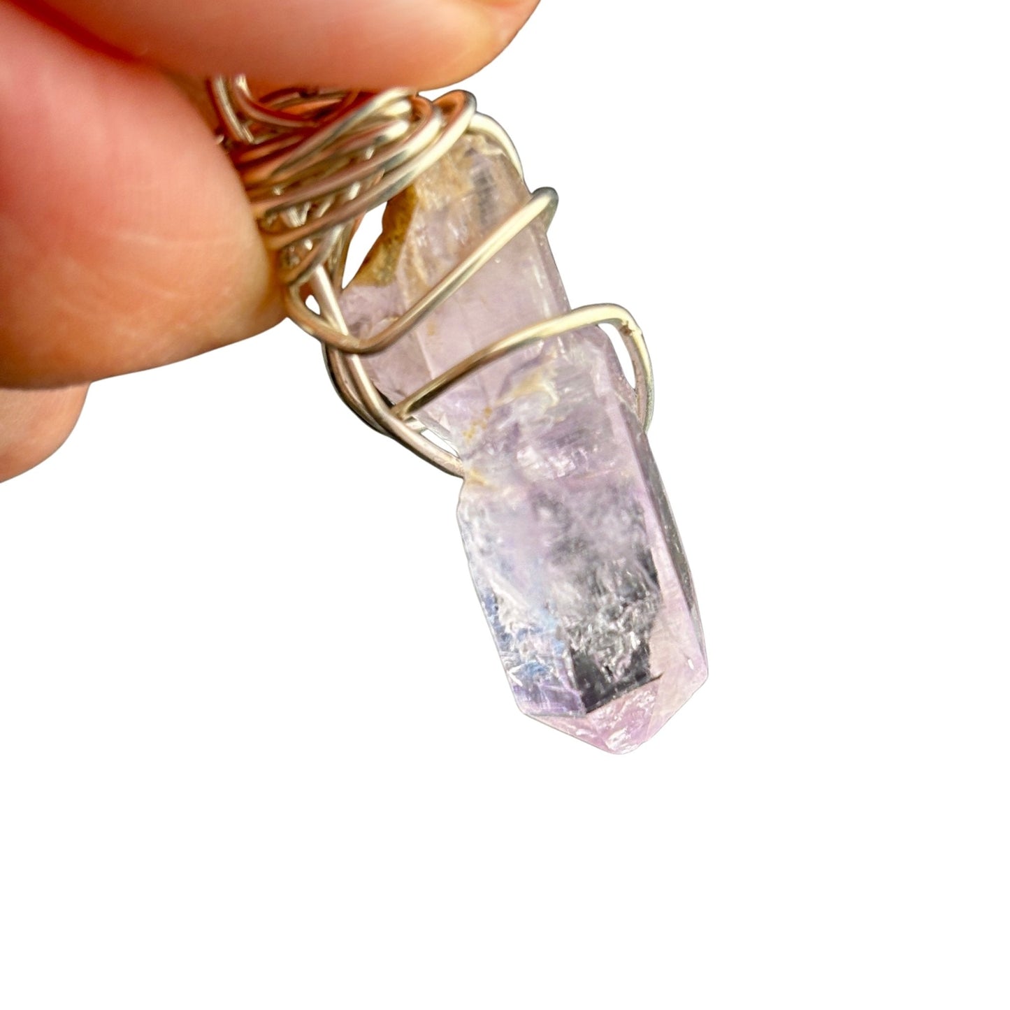 Veracruz Amethyst Scepter Silver Wrapped Pendant Necklace