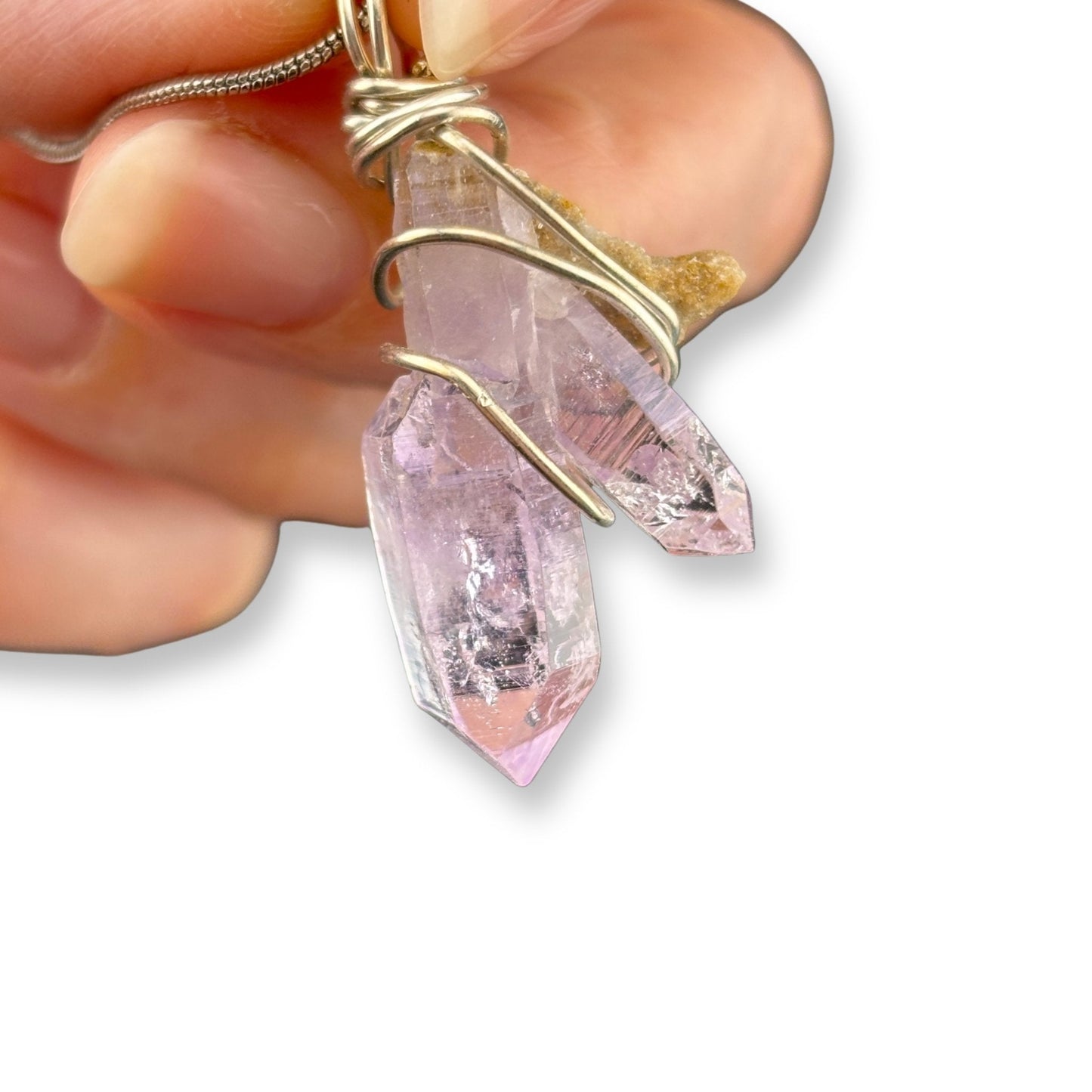 Veracruz Amethyst Scepter Silver Wrapped Pendant Necklace
