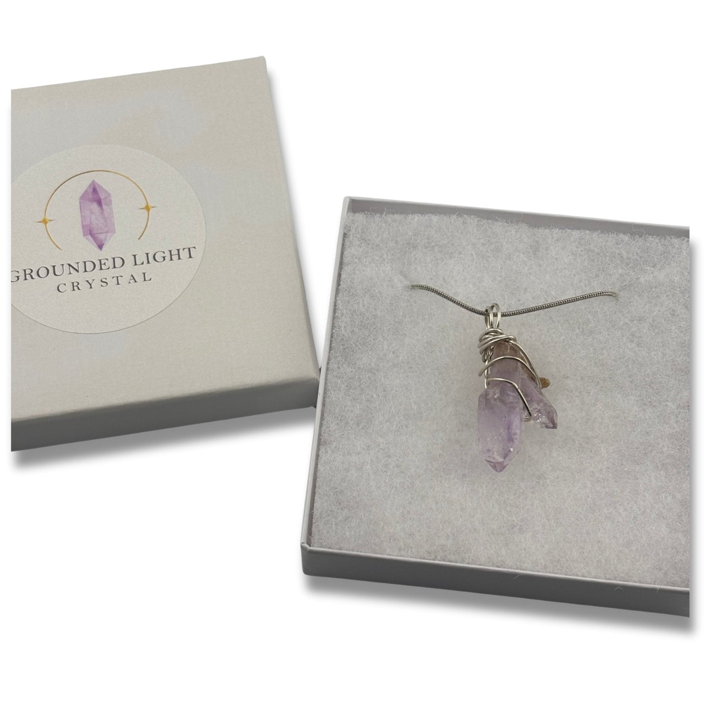 Veracruz Amethyst Scepter Silver Wrapped Pendant Necklace