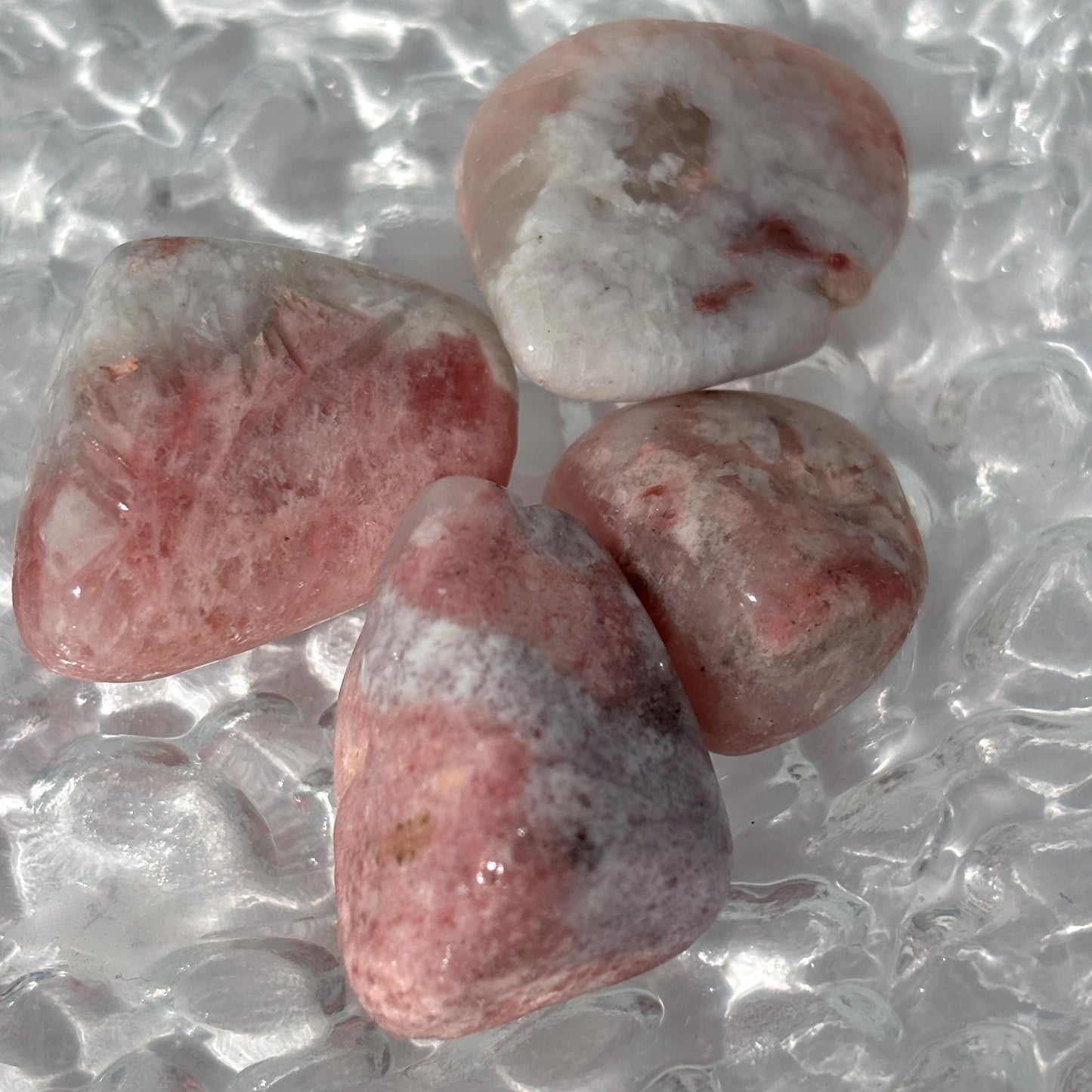Pink Petalite with Lepidolite Tumbled Pocket Stones in Multiple Sizes