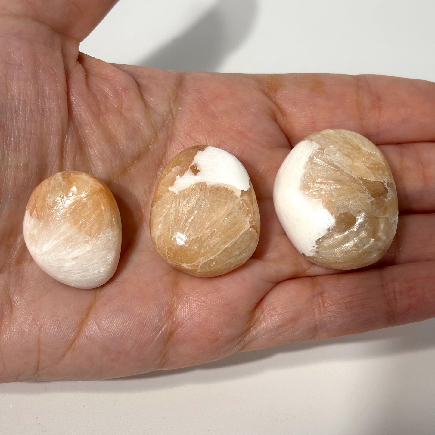 Stilbite Scolecite Peaches and Cream Tumbled Pocket Stones in Multiple Sizes