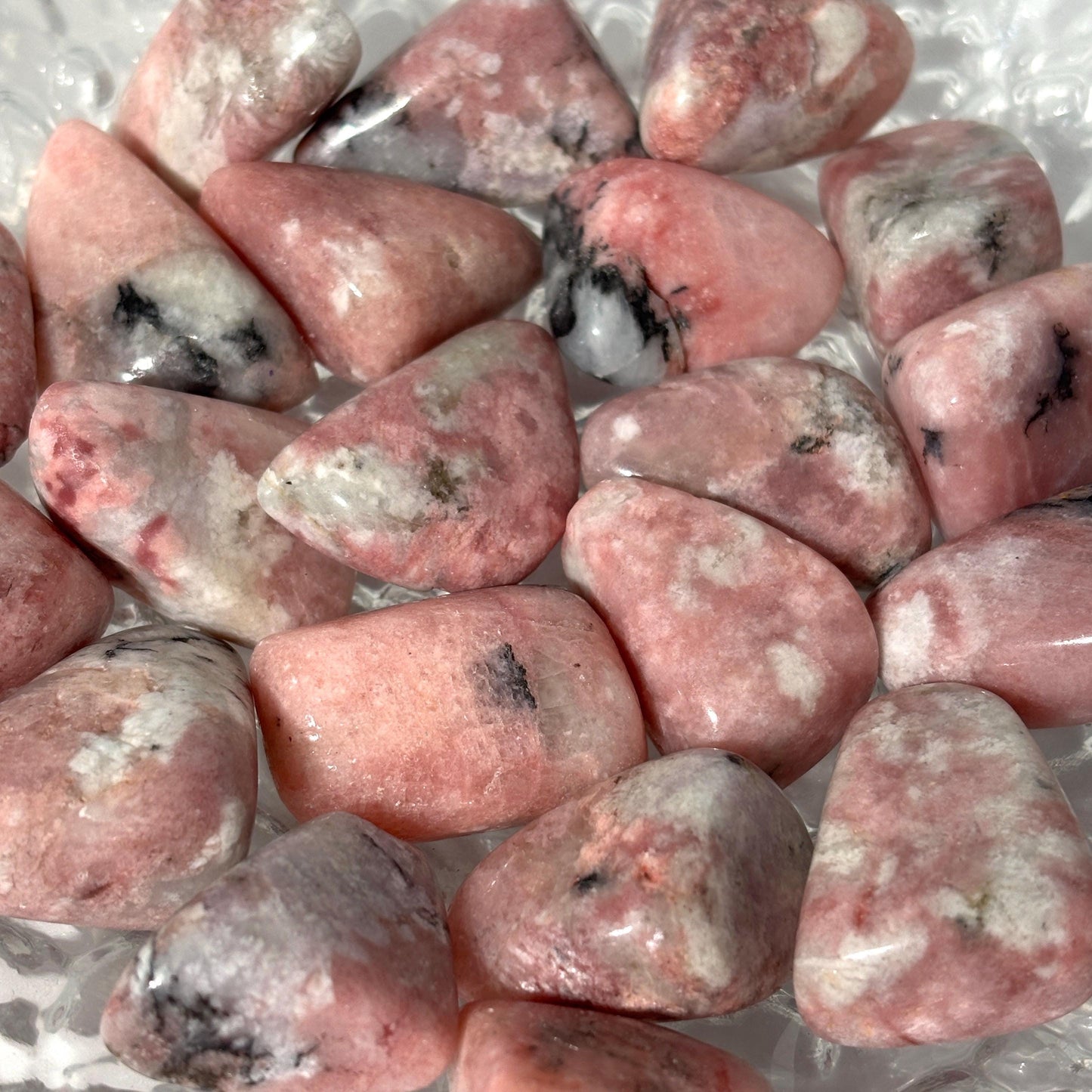 Pink Petalite with Lepidolite Tumbled Pocket Stones in Multiple Sizes