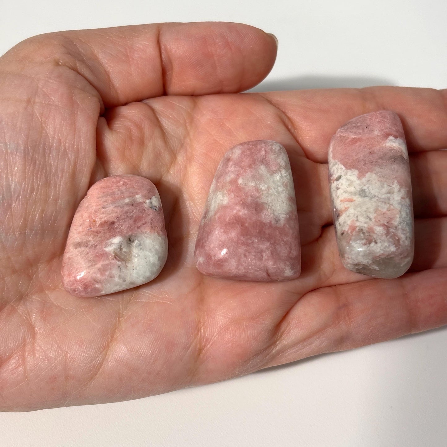 Pink Petalite with Lepidolite Tumbled Pocket Stones in Multiple Sizes
