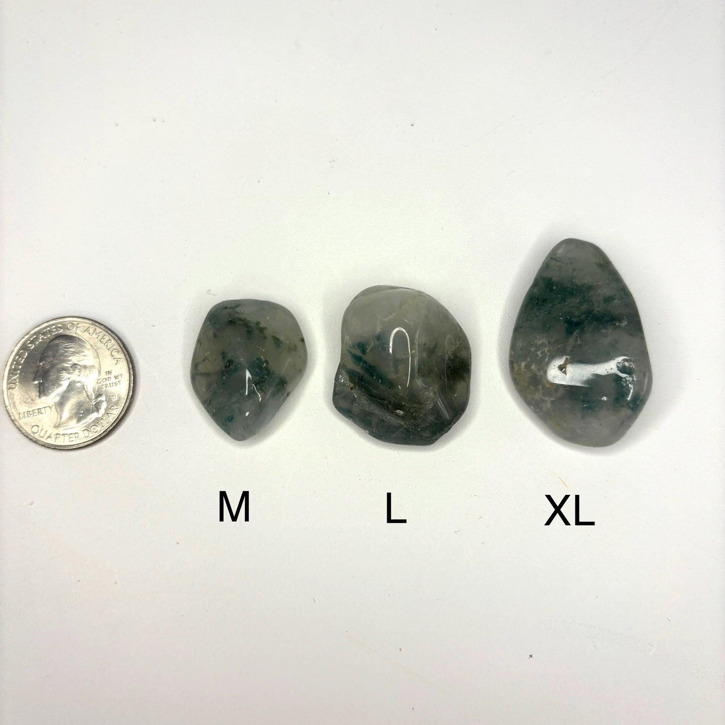 Quartz and Chrysocolla Tumbled Pocket Stones in Multiple Sizes