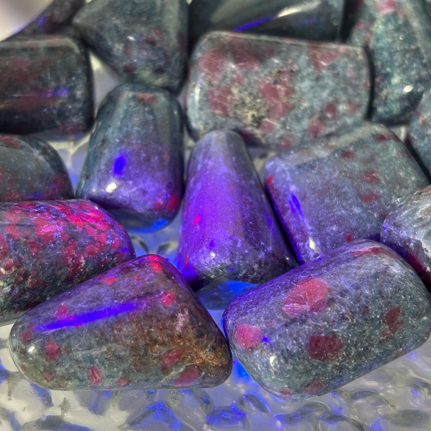 Ruby Kyanite UV Reactive Pocket Stone in Multiple Sizes