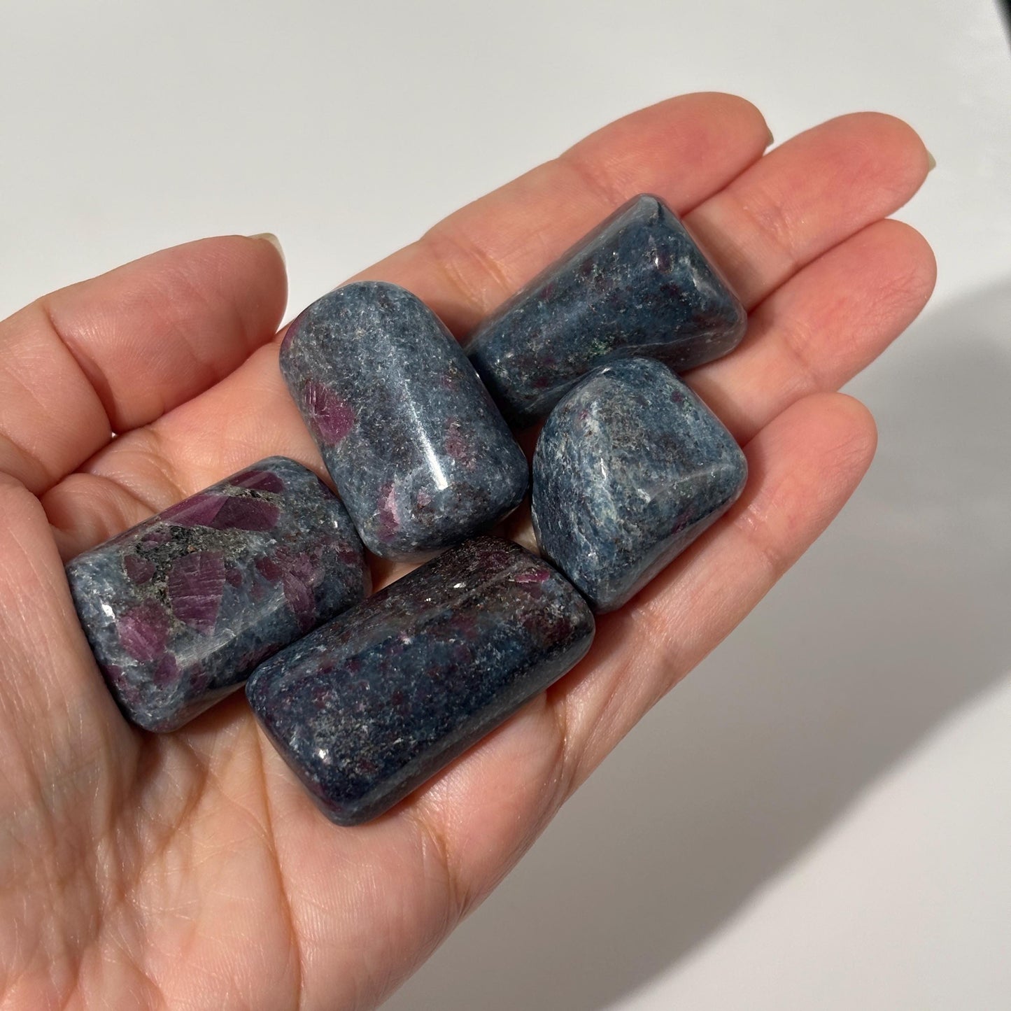 Ruby Kyanite UV Reactive Pocket Stone in Multiple Sizes