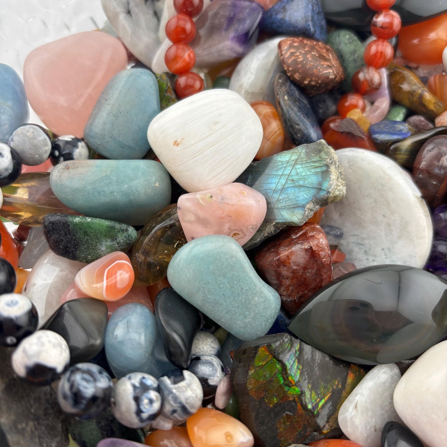 Pride Crystal Confetti, Rainbow Crystal Scoop, Tumbles, Chips, Worry Stones, Crystal Carvings, Crystal Bracelets and More in Multiple Sizes