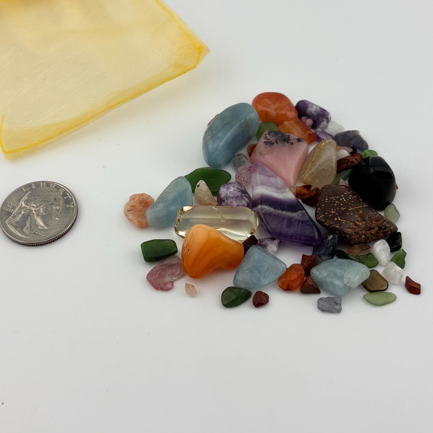Pride Crystal Confetti, Rainbow Crystal Scoop, Tumbles, Chips, Worry Stones, Crystal Carvings, Crystal Bracelets and More in Multiple Sizes